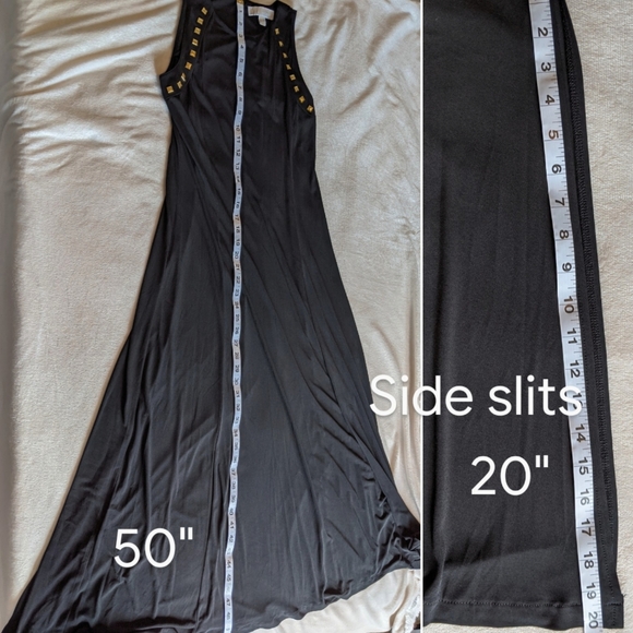 MICHAEL KORS Black Studded Maxi Dress w Slits - Picture 6 of 6